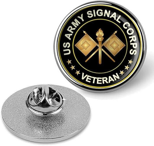 US Army Singal Corps Veteran Lapel Pin Veteran Tie Suit Shirt Pinback-Silver