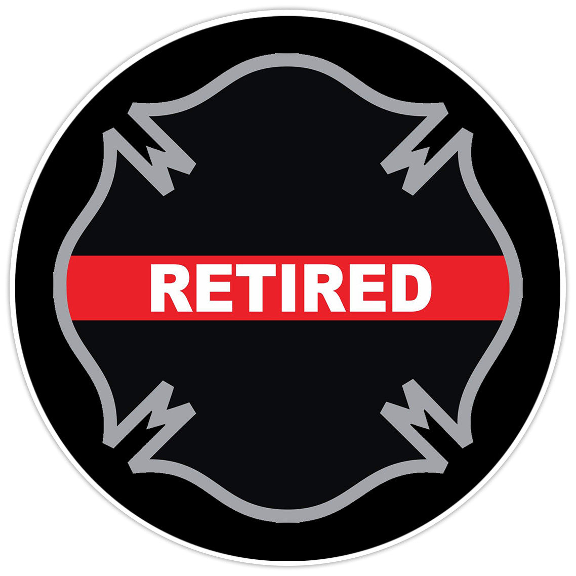 First Responder Thin Red Line Firefighter Cross Retired Bumper Sticker Decal 5"