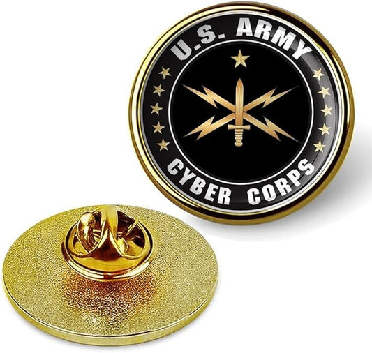 U.S. Army Cyber Corps Lapel Pin Veteran Tie Suit Shirt Lapel Pin-Gold