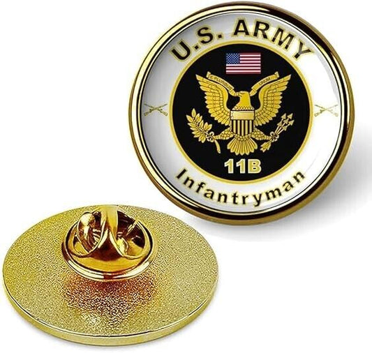 U.S. Army MOS Infantryman 11B Lapel Pin Tie Suit Shirt Lapel Pin Patriotic-Gold