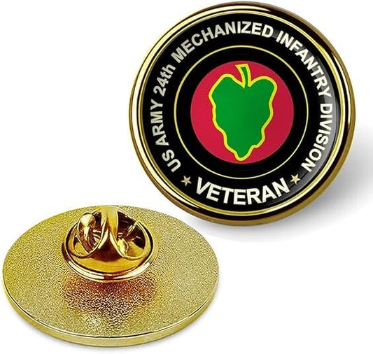 US Army 24th Mechanized Infantry Division Tie Suit Shirt Lapel Pin-Gold