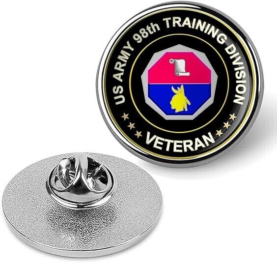 US Army 98th Training Division Veteran Tie Suit Shirt Lapel Pin - Silver
