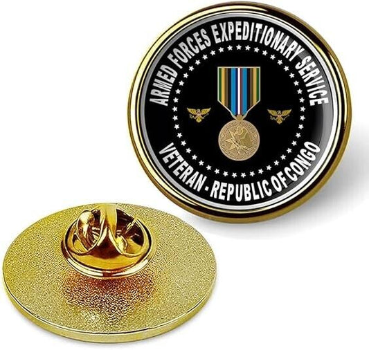 Armed Forces Expeditionary Service Veteran Republic of Congo Lapel Pin-Gold