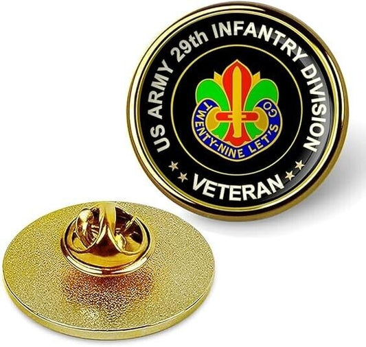 US Army 29th Infantry Division Veteran Tie Suit Shirt Lapel Pin - Gold
