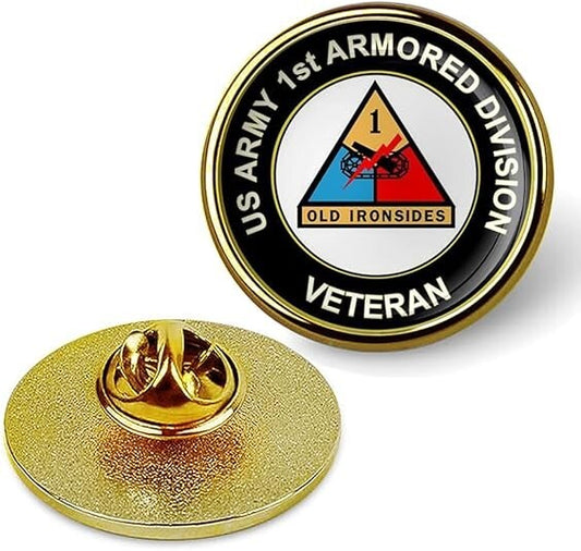 Gold U.S. Army 1st Armored Division Lapel Pin Veteran Tie Suit Shirt Lapel Pin