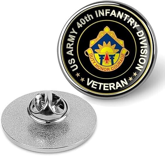 US Army 40th Infantry Division Veteran Tie Suit Shirt Lapel Pin - Silver