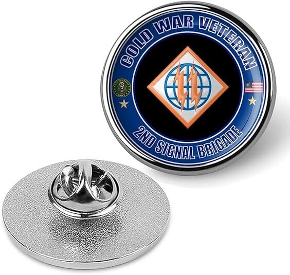 Cold War Veteran 2nd Signal Brigade Tie Suit Shirt Lapel Pin - Silver