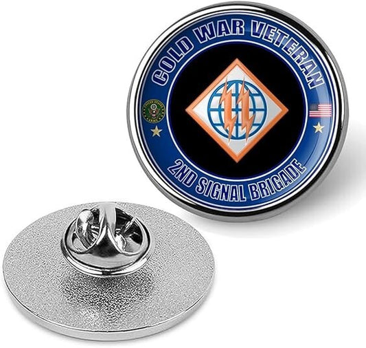 Cold War Veteran 2nd Signal Brigade Tie Suit Shirt Lapel Pin - Silver