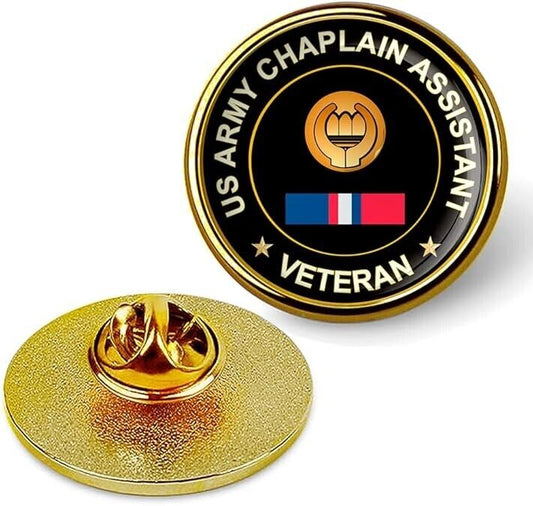 US Army Chaplain Assistant Veteran Tie Suit Shirt Lapel Pin - Gold