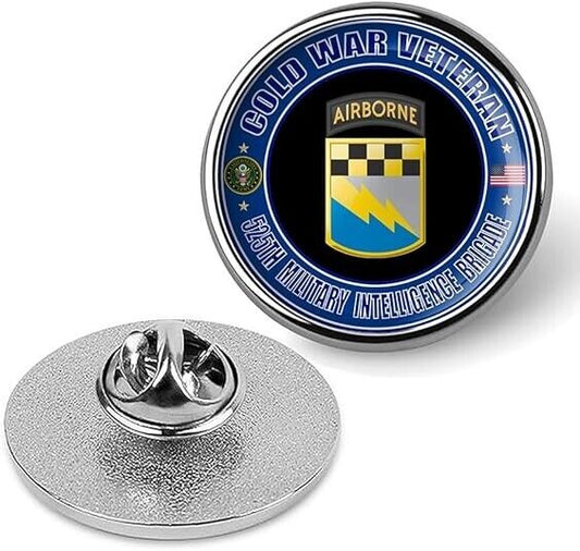 Cold War Veteran 525th Military Intelligence Brigade Tie Shirt Lapel Pin -Silver