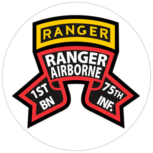1st Battalion 75th (RGT) Ranger Airborne Bumper Sticker Military Vinyl Decal 5"