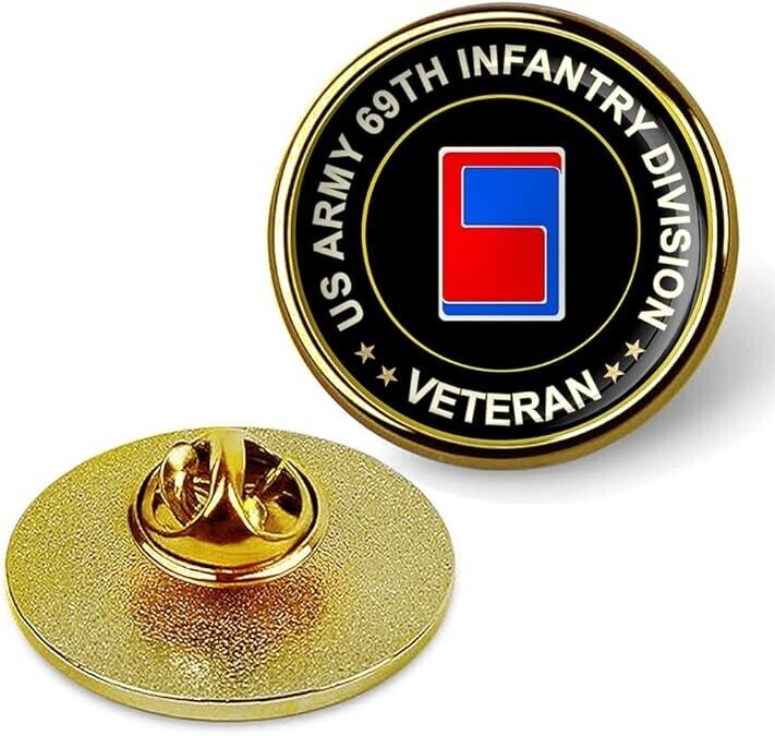 US Army 69th Infantry Division Veteran Tie Suit Shirt Lapel Pin - Gold