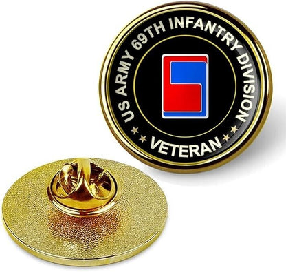 US Army 69th Infantry Division Veteran Tie Suit Shirt Lapel Pin - Gold