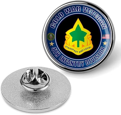 Cold War Veteran 4th Infantry Division Tie Suit Shirt Lapel Pin - Silver