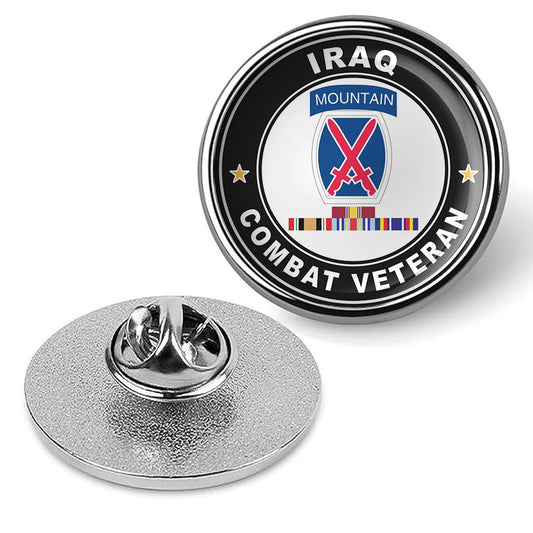 10th Mountain Division Iraq with Combat Veteran Brooches & Pins - Silver