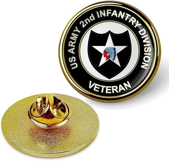 U.S. Army 2nd Infantry Division Lapel Pin Veteran Tie Suit Shirt Lapel Pin-Gold