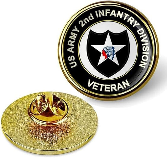 U.S. Army 2nd Infantry Division Lapel Pin Veteran Tie Suit Shirt Lapel Pin-Gold
