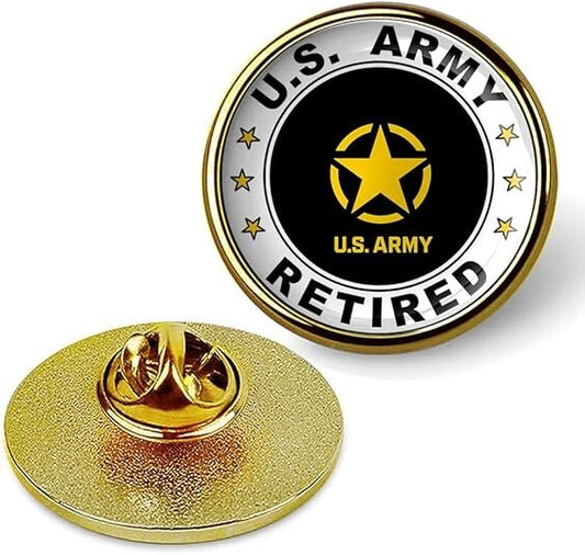 U.S. Army Retired Lapel Pin Veteran Tie Suit Shirt Lapel Pin Pinback-Gold