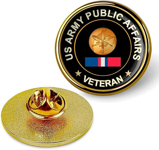 US Army Public Affairs Veteran Tie Suit Shirt Lapel Pin - Gold