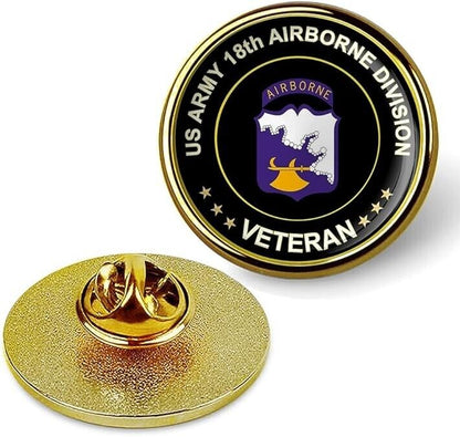 US Army 18th Airborne Division Veteran Tie Suit Shirt Lapel Pin - Gold