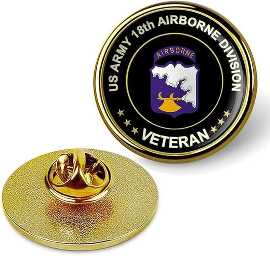US Army 18th Airborne Division Veteran Tie Suit Shirt Lapel Pin - Gold