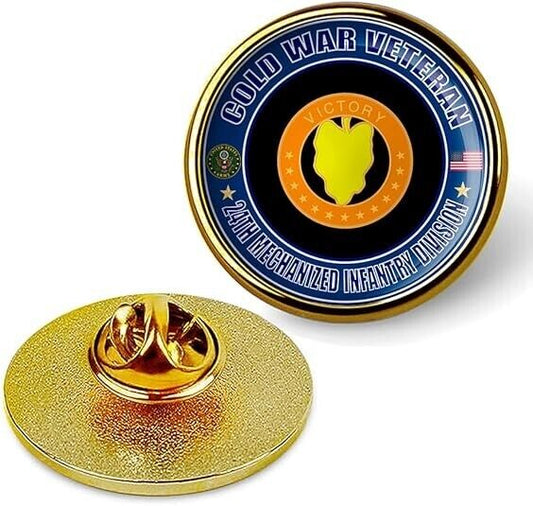 Cold War Veteran 24th Mechanized Infantry Division Tie Suit Lapel Pin - Gold