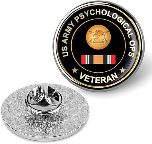 US Army Psychological Ops Veteran Tie Suit Shirt Lapel Pin - Silver