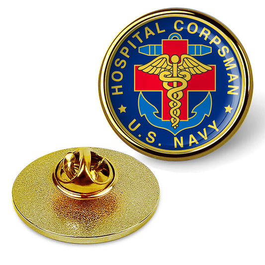 Navy Hospital Corpsman Tie Tac, Hat Pin Badge, Military Emblem Lapel Pin - Gold