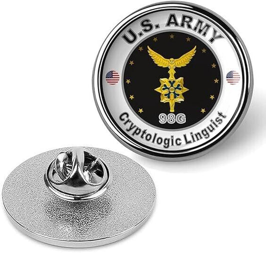 United States Army Cryptologic Linguist Tie Suit Shirt Lapel Pin - Silver