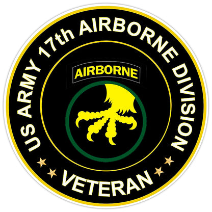 US Army 17th Airborne Division Veteran Bumper Sticker Military Vinyl Decal 5"