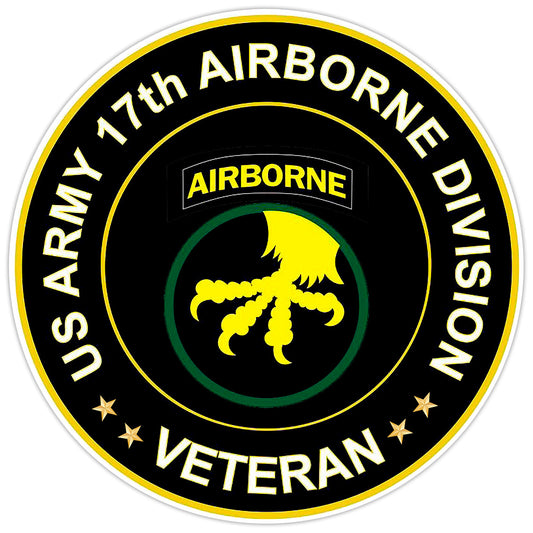 US Army 17th Airborne Division Veteran Bumper Sticker Military Vinyl Decal 5"