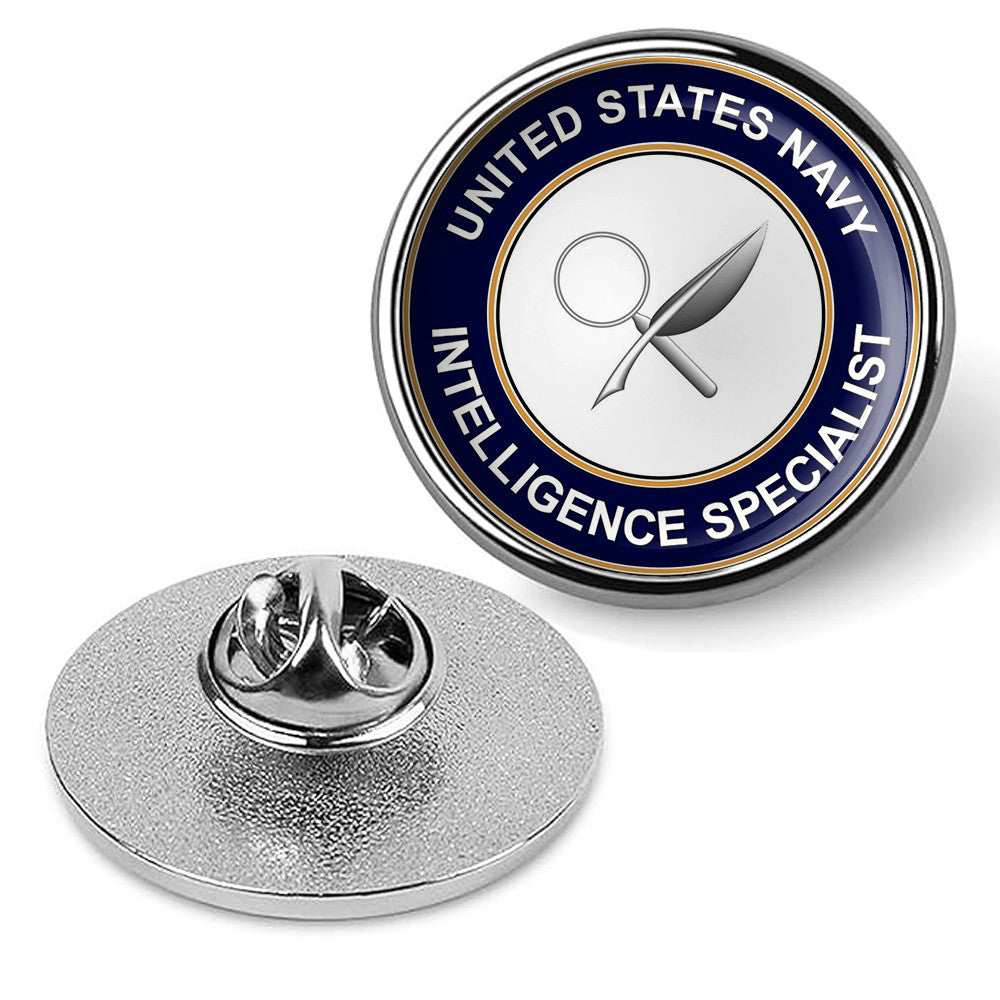 U.S. Navy Intelligence Specialist Tie Tac, Hat Pin, Badge, Lapel Pin - Silver