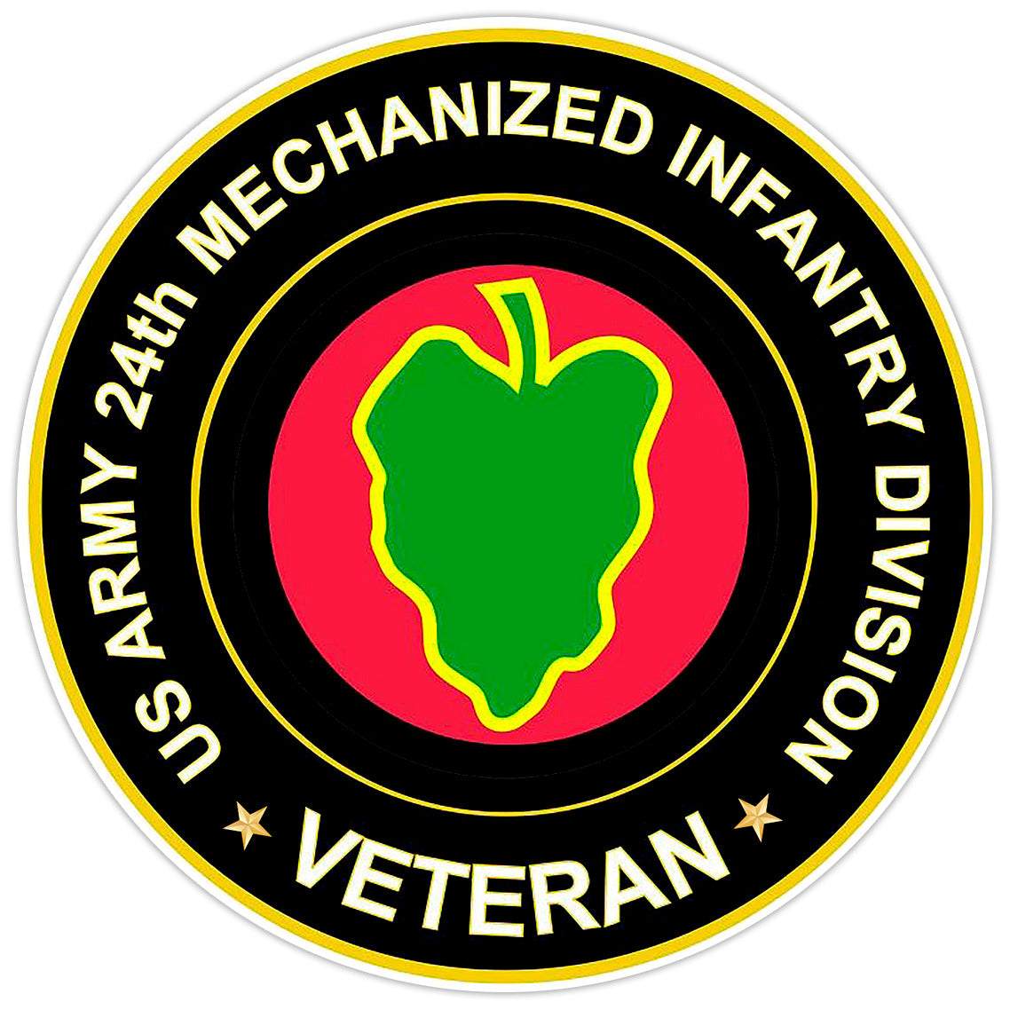 US Army 24th Mechanized Infantry Division Veteran Bumper Sticker Vinyl Decal 5"