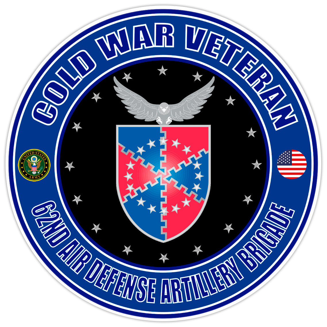 Cold War Veteran 62nd Air Defense Artillery Brigade Bumper Sticker Decal 5"