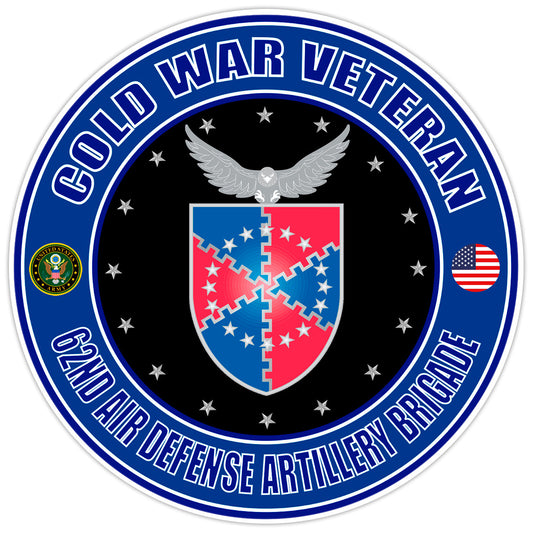 Cold War Veteran 62nd Air Defense Artillery Brigade Bumper Sticker Decal 5"
