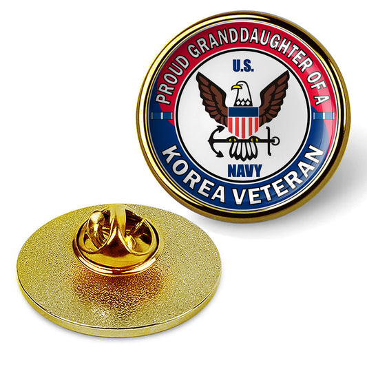 U.S. Navy Proud Granddaughter of a Korea Veteran Tie Tac, Lapel Pin - Gold