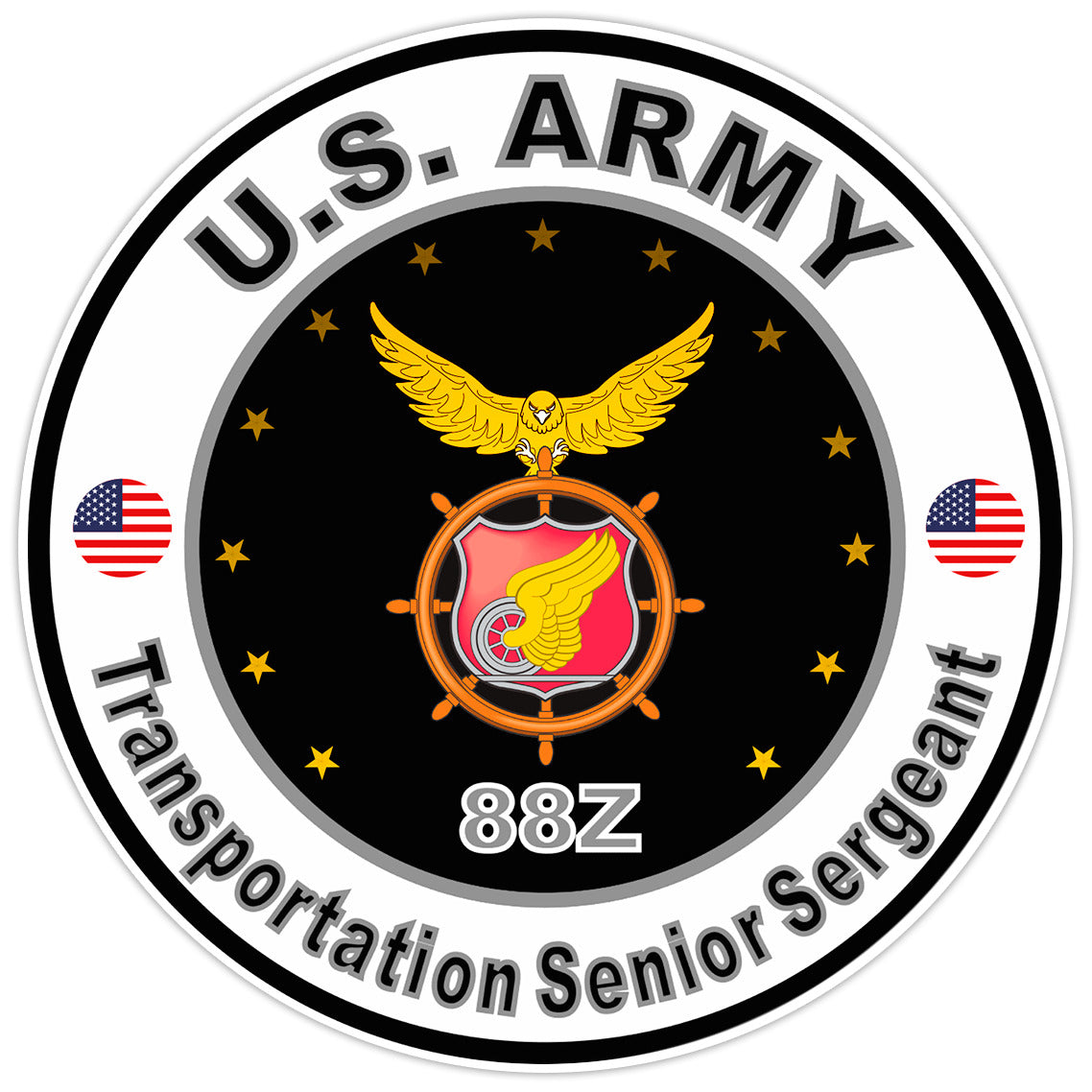 US Army Transportation Senior Sergeant Bumper Sticker Military Vinyl Decal 5"
