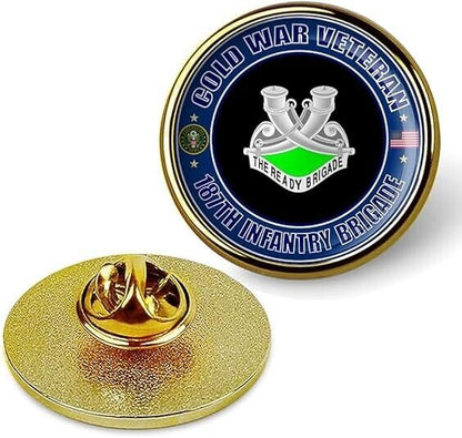 Cold War Veteran 187th Infantry Brigade Tie Suit Shirt Lapel Pin - Gold