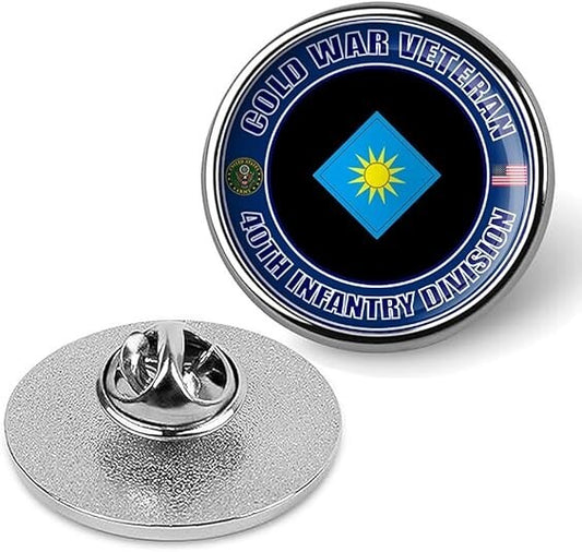 Cold War Veteran 40th Infantry Division Tie Suit Shirt Lapel Pin - Silver