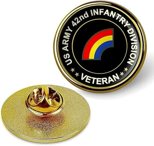 US Army 42nd Infantry Division Veteran Tie Suit Shirt Lapel Pin - Gold