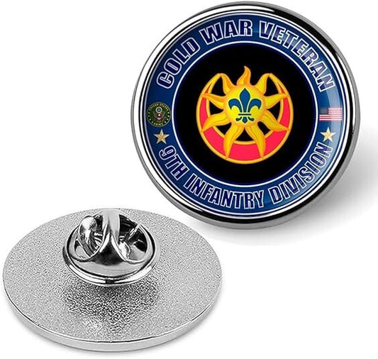 Cold War Veteran 9th Infantry Division Tie Suit Shirt Lapel Pin - Silver