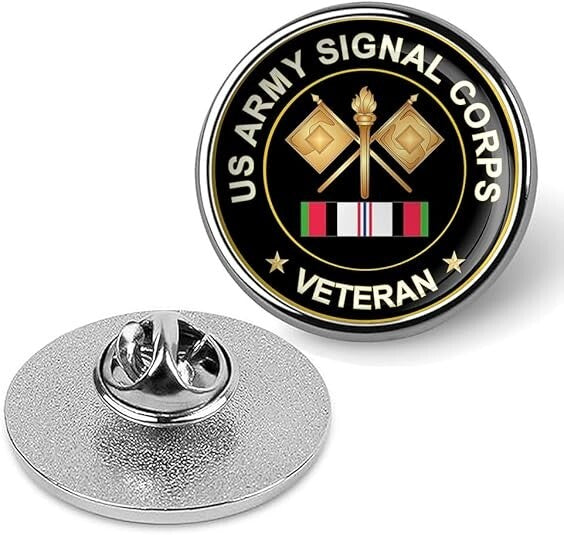 US Army Signal Corps Veteran Tie Suit Shirt Lapel Pin - Silver