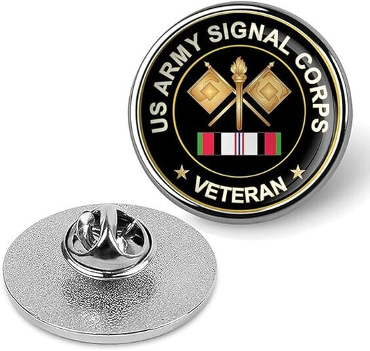 US Army Signal Corps Veteran Tie Suit Shirt Lapel Pin - Silver