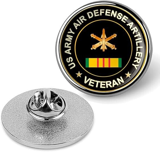 US Army Air Defense Artillery Veteran Tie Suit Shirt Lapel Pin - Silver