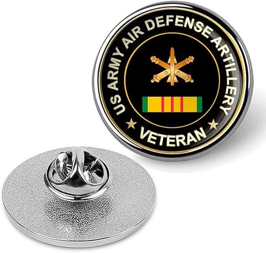 US Army Air Defense Artillery Veteran Tie Suit Shirt Lapel Pin - Silver