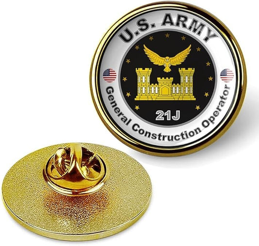 United States Army General Construction Operator Tie Shirt Lapel Pin - Gold