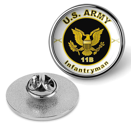 U.S. Army Infantryman 11B MOS Pinback Military Tie Suit Shirt Veteran Lapel Pin-Silver
