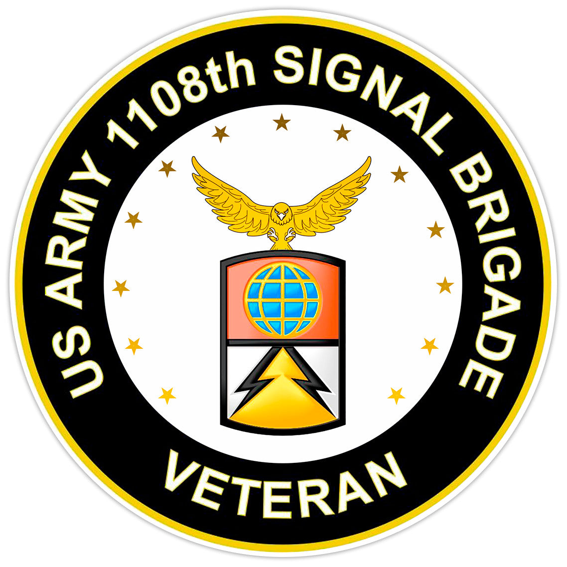 US Army 1108th Signal Brigade Veteran Bumper Sticker Military Vinyl Decal 5"