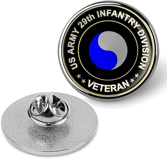US Army 29th Infantry Division Veteran Tie Suit Shirt Lapel Pin - Silver