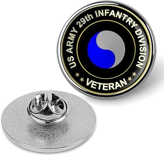 US Army 29th Infantry Division Veteran Tie Suit Shirt Lapel Pin - Silver